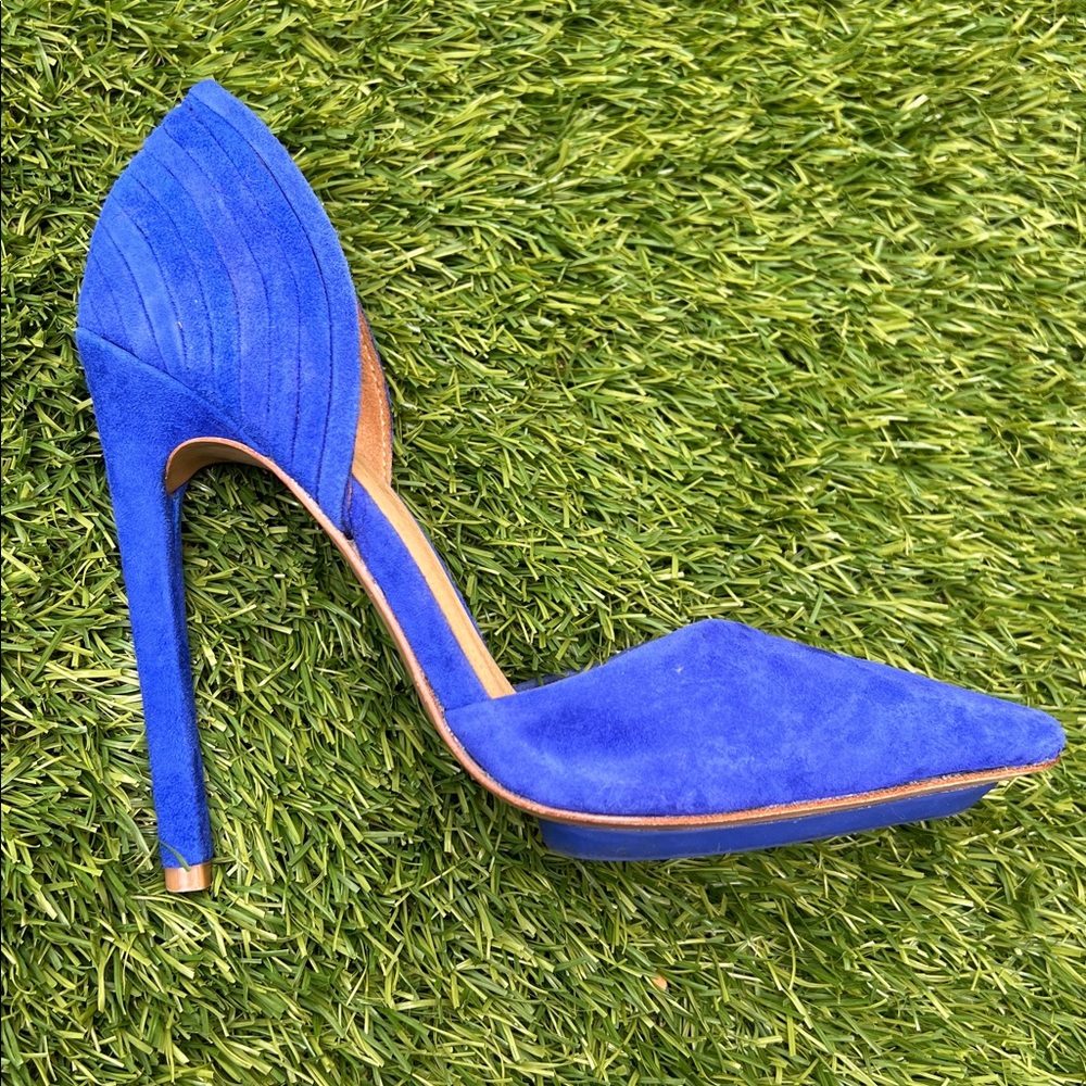 NWB L.A.M.B. Faith Indigo Blue Suede Heels size 5 1/2 NIB - Picture 7 of 14